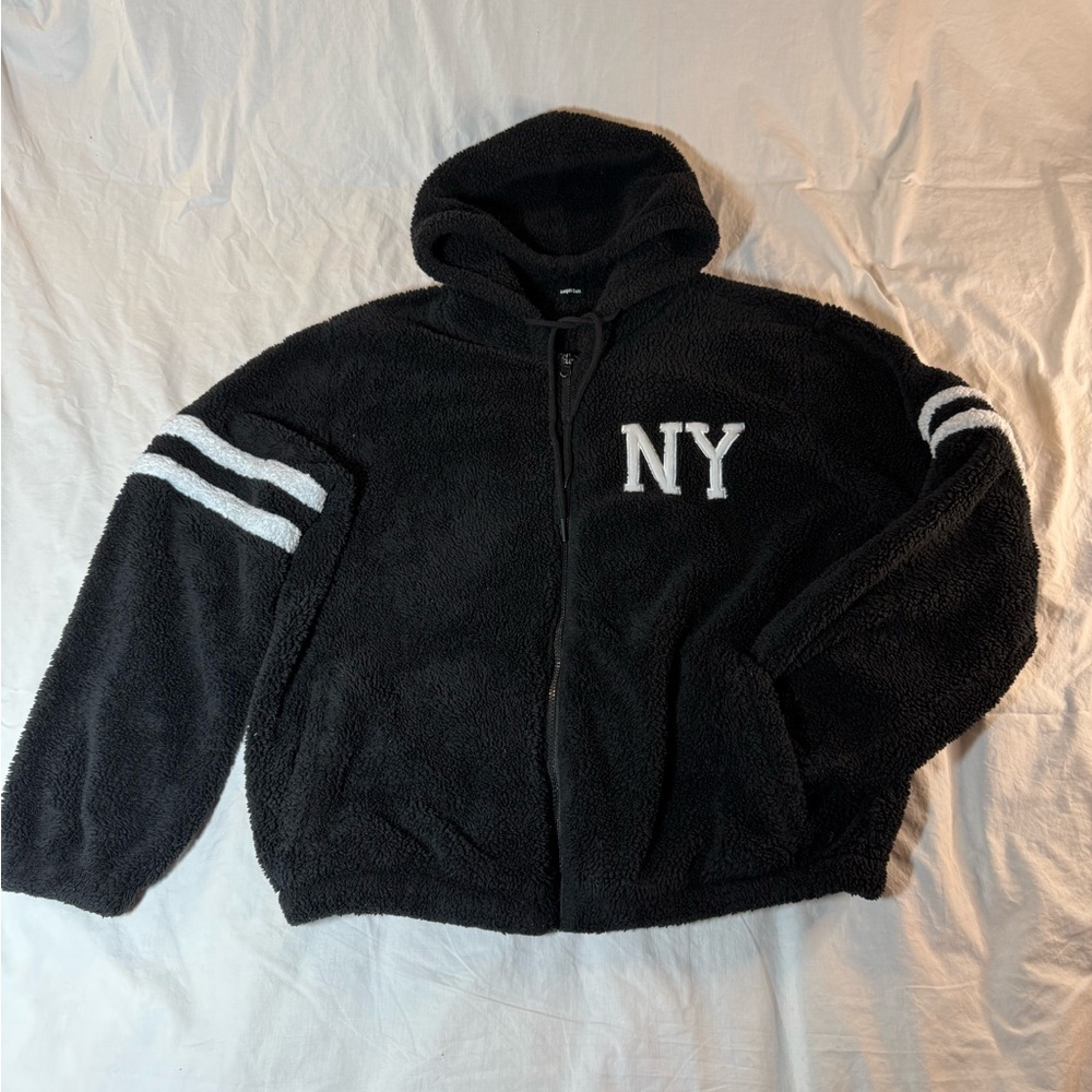 Hooded Fleece Teddy Jacket with NY Logo Size XL